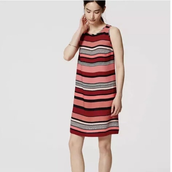 LOFT Multicolor Striped A-Line Dress size Small - Picture 1 of 13